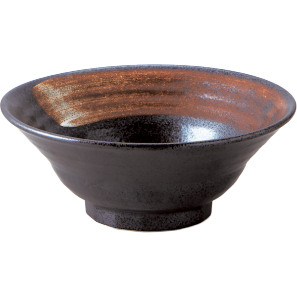 01600456 特選麺の器 17 黒結晶 六兵衛7寸丼 22.5×8.8㎝ 1450㏄ P.170 ￥2400（税抜）