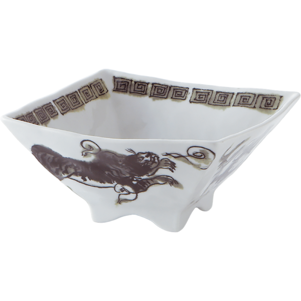 01690493 特選麺の器 15 龍虎黒 7寸四角丼 21×20.5×10㎝ 1450㏄ P.168 ￥4800（税抜）