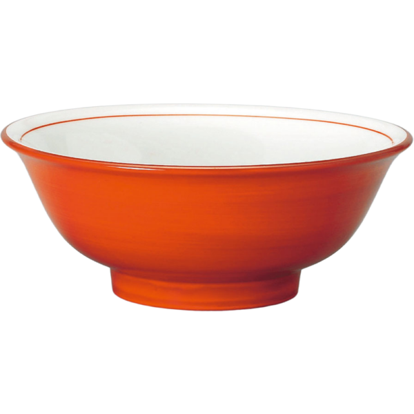 01840903 特選麺の器 14 朱巻 反高台21㎝丼 20.3×8.4㎝ 1280㏄ P.167 ￥1600（税抜）