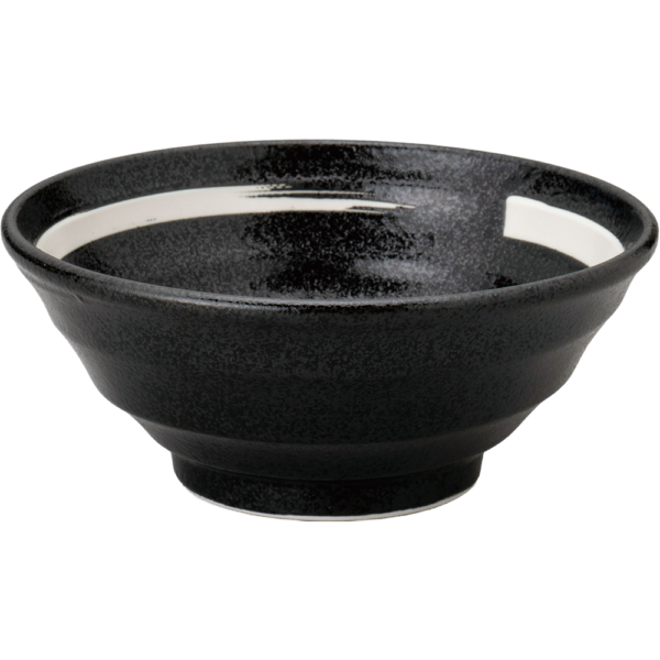 02041329 特選麺の器 10 白刷毛 鳴門黒耀21㎝丼 20.5×8.6㎝ 1300㏄ P.163 ￥1500（税抜）