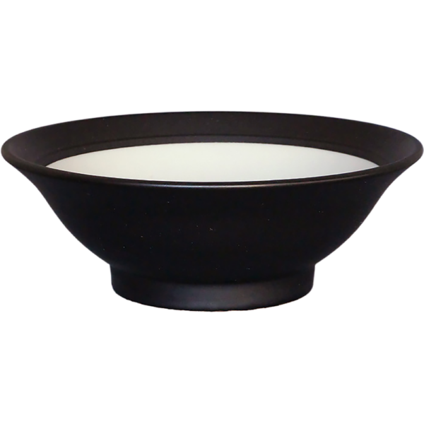 02080718 特選麺の器 23 黒マット（ヌリ分） 7寸反丼 21.3×7.8㎝ P.176 ￥2500（税抜）