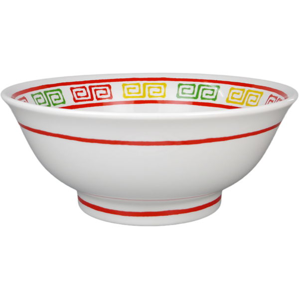 02130059 特選麺の器 3 三色雷門（ライン入） 丸反7寸丼 20.8×8.3㎝ 1310㏄ P.156 ￥3600（税抜）