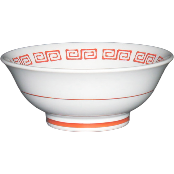 02150058 特選麺の器 4 手描風赤雷門 丸反6.5丼  19.8×8.5㎝ 1250㏄ P.157 ￥2900（税抜）