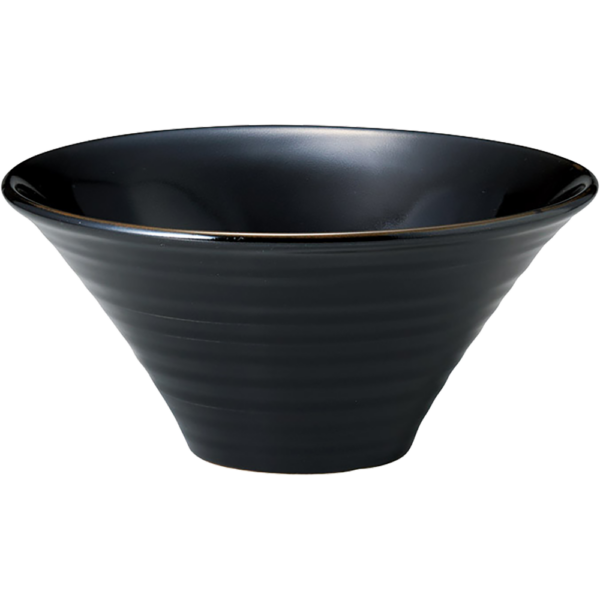 02601314 特選麺の器 15 黒 7寸薄筋朝顔丼 21.3×10㎝ 1300㏄ P.168 ￥2200（税抜）