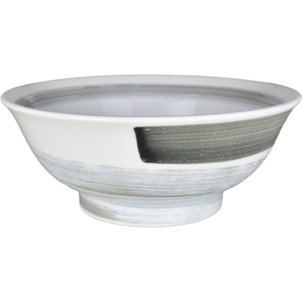 02620059 特選麺の器 2 撥水 黒刷毛 丸反7寸丼（RF） 20.8×8.3㎝ 1310㏄ P.155 ￥2600（税抜）