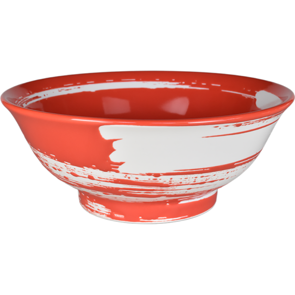 02640059 特選麺の器 2 赤釉 白刷毛 丸反7寸丼（RF） 20.8×8.3㎝ 1310㏄ P.155 ￥4000（税抜）