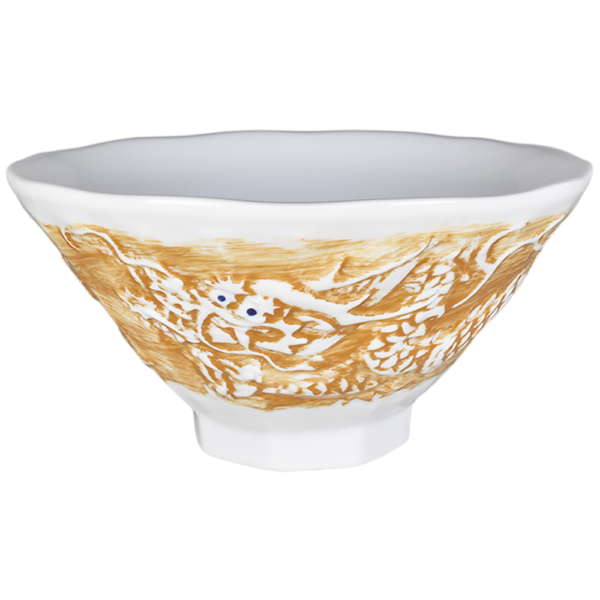 02680495 ｵﾘｼﾞﾅﾙ八角6.3丼・龍神丼 金茶イングレーズ 龍神丼 19×9.7㎝ 1160㏄ P.49 ￥5000（税抜）