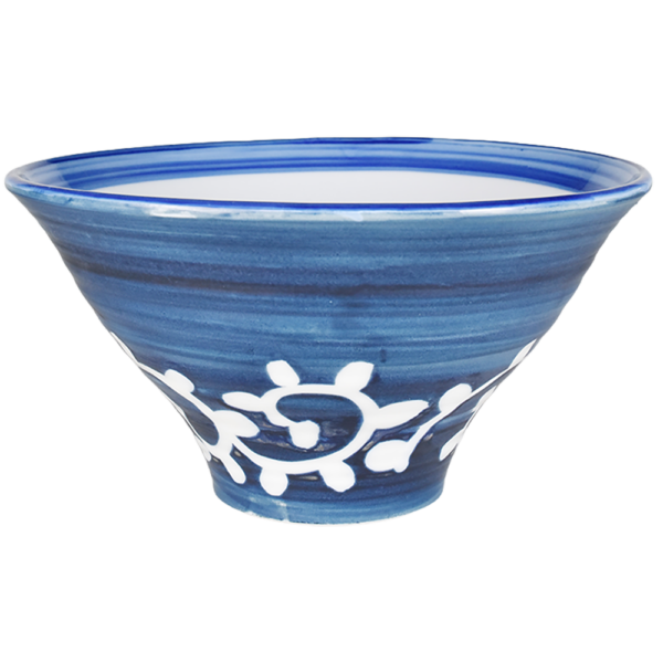 02700937 染付 1 藍染刷毛唐草 6寸反丼 18.5×9.7㎝ 980㏄ P.52 ￥4300（税抜）