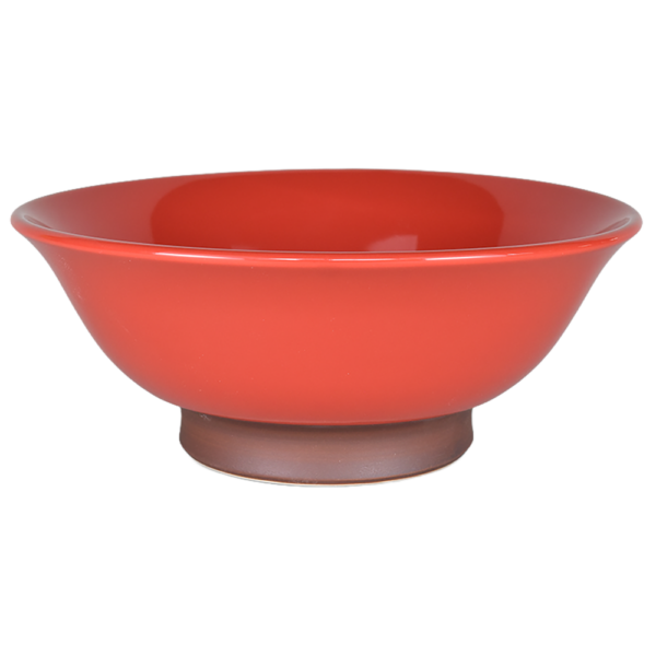 02770713 サビ巻（色釉） サビレッド 6.5反高台丼 20.2×8.2㎝ 1080㏄ P.58 ￥2900（税抜）