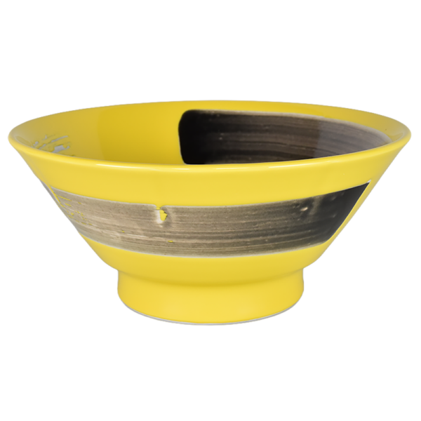 02800073 黒刷毛 黒刷毛イエロー 切立高台6.5丼 20×9㎝ 1050㏄ P.56 ￥3050（税抜）