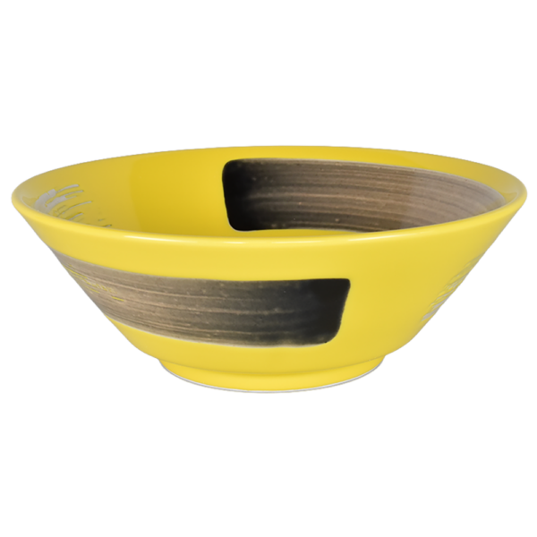 02800731 黒刷毛 黒刷毛イエロー 切立6.8丼 20.1×7.7㎝ 1000㏄ P.56 ￥2850（税抜）