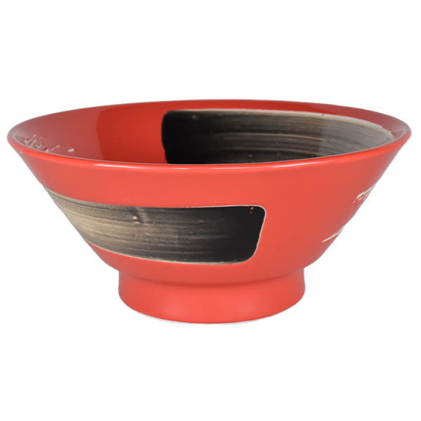 02810073 黒刷毛 黒刷毛レッド 切立高台6.5丼 20×9㎝ 1050㏄ P.56 ￥3200（税抜）