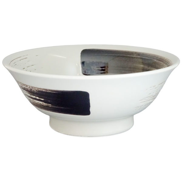 02820714 黒刷毛 黒刷毛グレー 7寸反高台丼 21.2×8.4㎝ 1200㏄ P.56 ￥3250（税抜）