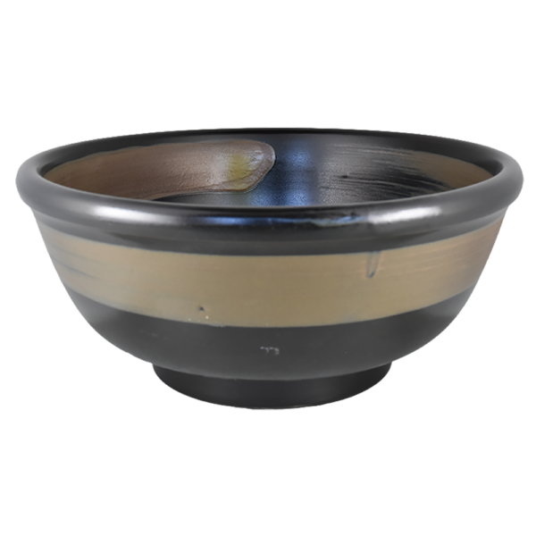 02840947 染付 2 柚子黒金茶刷毛 6寸玉渕丼 18.3×9㎝ 1000㏄ P.53 ￥2950（税抜）