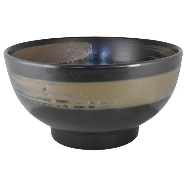 02840979 染付 2 柚子黒金茶刷毛 6寸京丼 18×9.2㎝ 1150㏄ P.53 ￥2950（税抜）