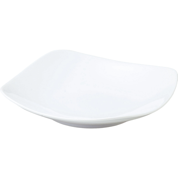02851027 スクエアホワイト 22㎝深皿 21.6×4.3㎝ P.85 ￥1300（税抜）