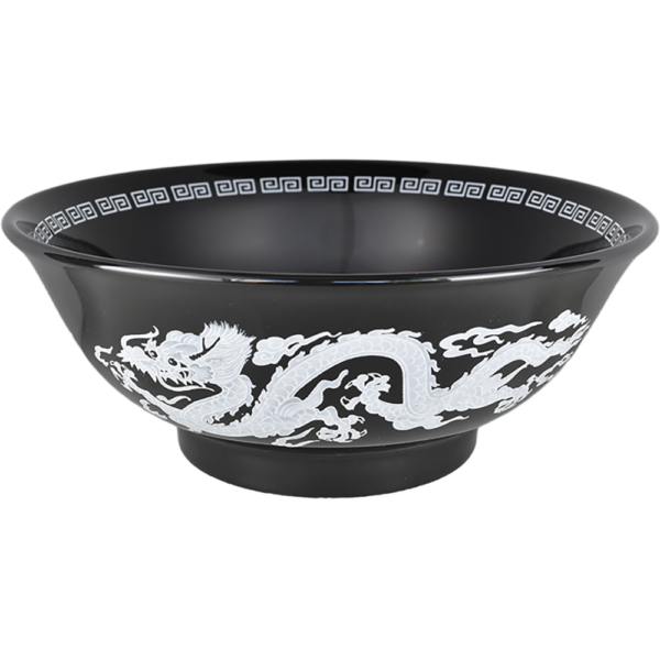03190449 特選麺の器 2 竜華（白） 黒釉丸反7寸丼（RF) 20.8×8.3㎝ 1310㏄ P.155 ￥4200（税抜）