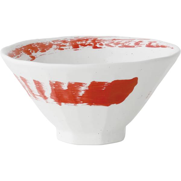 03410451 特選麺の器 16 粉引赤渦 八角7寸丼 22×11.4㎝ 1700㏄ P.169 ￥3000（税抜）