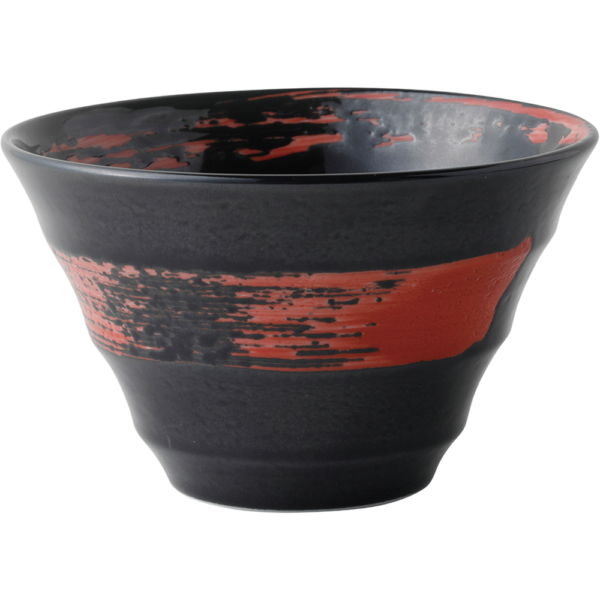 03421102 特選麺の器 17 黒釉赤渦 渦6寸丼 18.4×11.3㎝ 1300㏄ P.170 ￥2400（税抜）