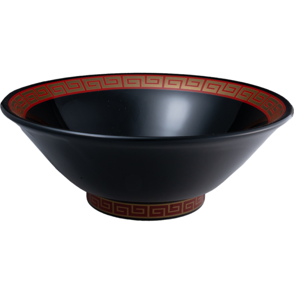 03591237 RAIMON 1 赤ボーダー（雲母金）黒釉切立6.8丼 20.1×7.5㎝ 880㏄ P.4 ￥3500（税抜）