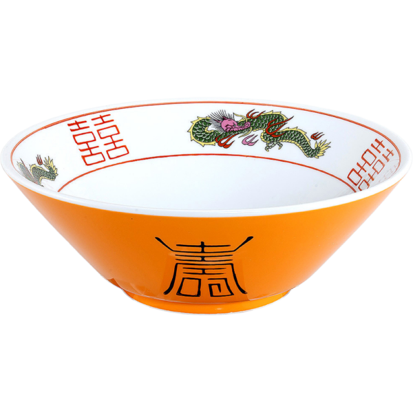 03780065 特選麺の器 7 オレンジ三ッ竜 切立6.3丼 19.5×6.9㎝ 830㏄ P.160 ￥2800（税抜）