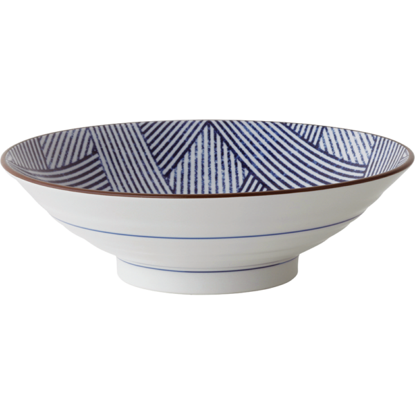 03920375 めん皿・めん鉢 4 縞格子 8寸麺鉢 24.5×7.5㎝ P.37 ￥2000（税抜）