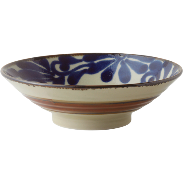 03931304 めん皿・めん鉢 4 琉球ルリ唐草 7寸麺鉢 21.4×5.2㎝ P.37 ￥1600（税抜）