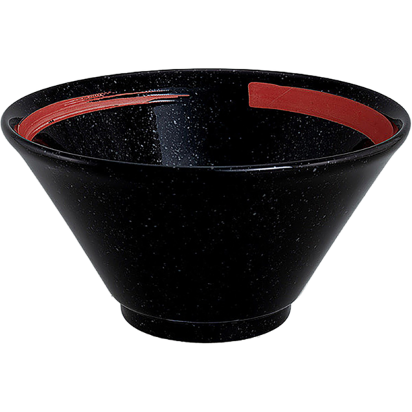 03970428 特選麺の器 11 黒御影赤刷毛 切立18㎝深丼 18×9.2㎝ 990㏄ P.164 ￥1700（税抜）
