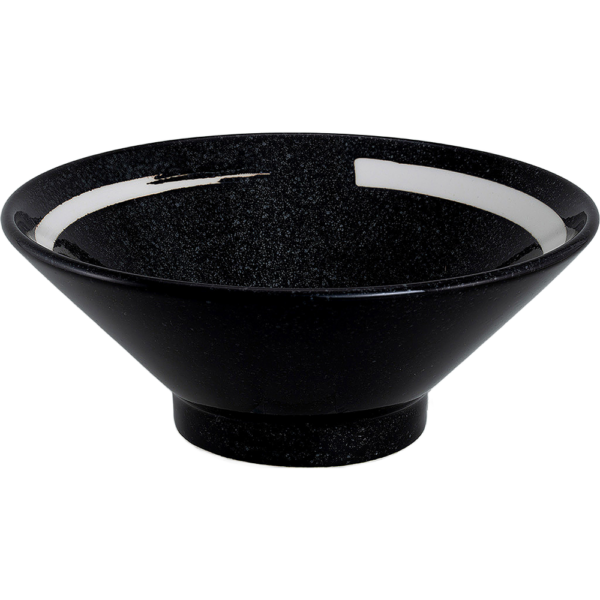 03980935 特選麺の器 11 黒御影白刷毛 切立高台22㎝丼 21.8×9㎝ 1200㏄ P.164 ￥1600（税抜）