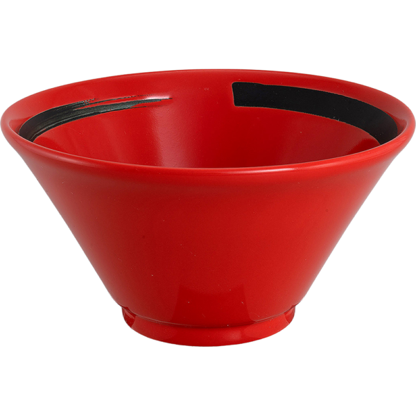 03990428 特選麺の器 11 赤釉黒刷毛 切立18㎝深丼 18×9.2㎝ 990㏄ P.164 ￥2200（税抜）