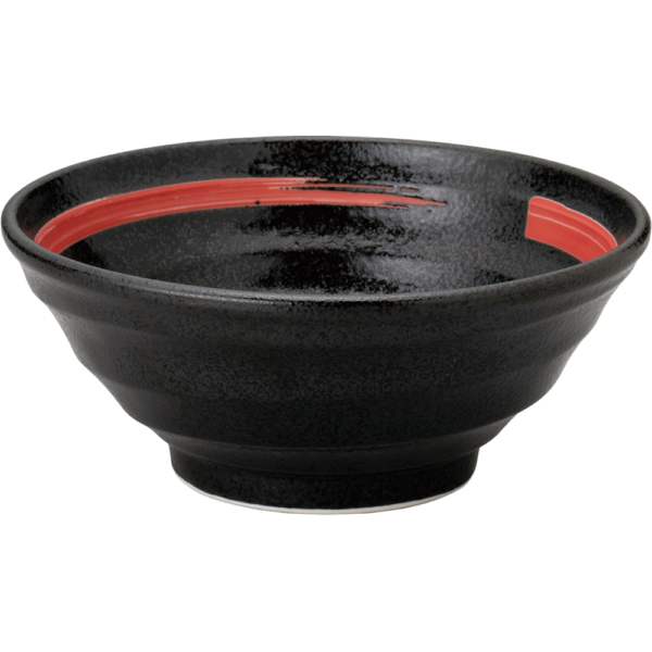 04031329 特選麺の器 10 赤刷毛 鳴門黒耀21㎝丼 20.5×8.6㎝ 1300㏄ P.163 ￥1500（税抜）