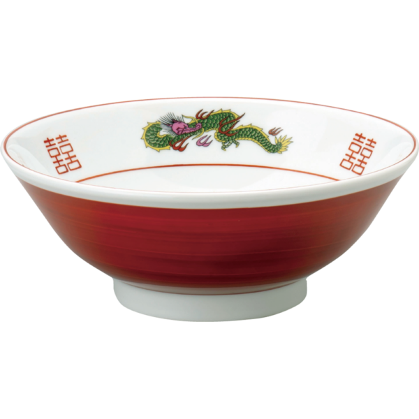 04050904 特選麺の器 14 赤巻三ツ竜 反高台20㎝丼 19.6×7.7㎝ 1070㏄ P.167 ￥1900（税抜）