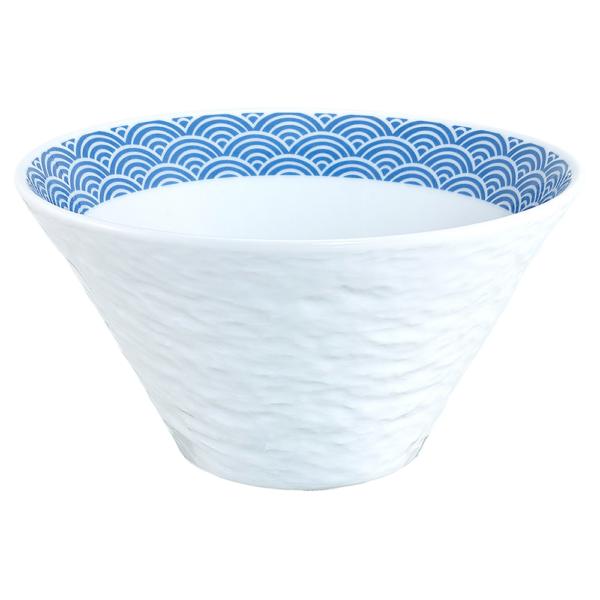 04111165 青海波（ｲﾝｸﾞﾚｰｽﾞ） 青海波（青）石目19㎝深ボール 18.6×10.2㎝ 1230㏄ P.3 ￥3700（税抜）