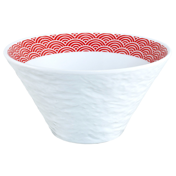 04121165 青海波（ｲﾝｸﾞﾚｰｽﾞ） 青海波（赤）石目19㎝深ボール 18.6×10.2㎝ 1230㏄ P.3 ￥3800（税抜）