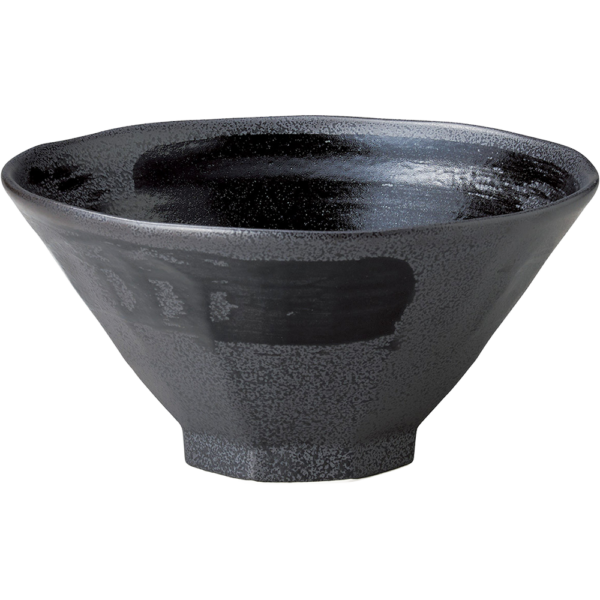 04600450 特選麺の器 16 黒御影黒刷毛 八角6.3丼 19×9.7㎝ 1160㏄ P.169 ￥2200（税抜）