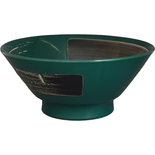 04830687 特選麺の器 26 黒刷毛モスグリーン 切立高台7寸丼 21×9.2㎝ 1280㏄ P.179 ￥3400（税抜）